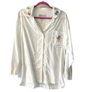 Crabtree and Evelyn size M White Shirt with Floral‎ Details
